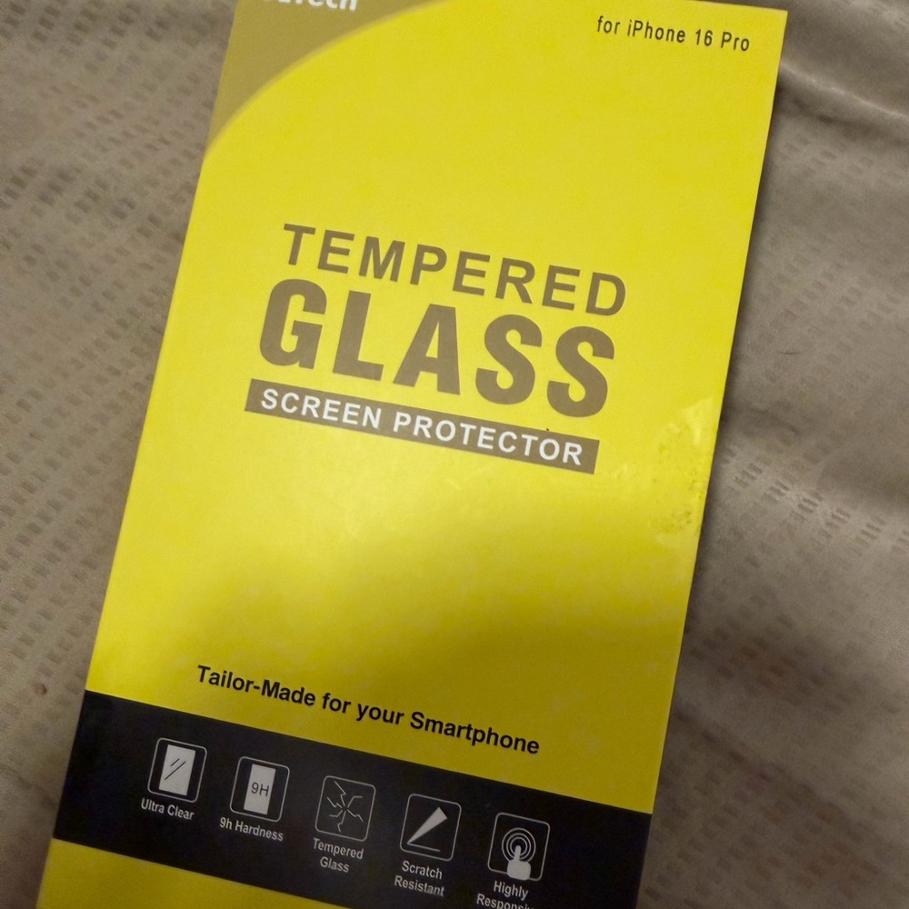 Tempered Glass Screen Protector for iPhone 16 Pro - Yellow